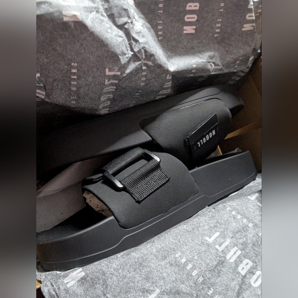 NOBULL Black Adjustable Slide Sandals